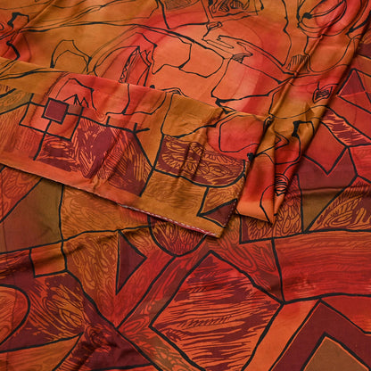 Indian Vintage Sari Multi Printed 100% Pure Satin Silk Sarees 5yd Sewing Craft Fabric Dress Making Wrap Upcycle Quilting Crafting