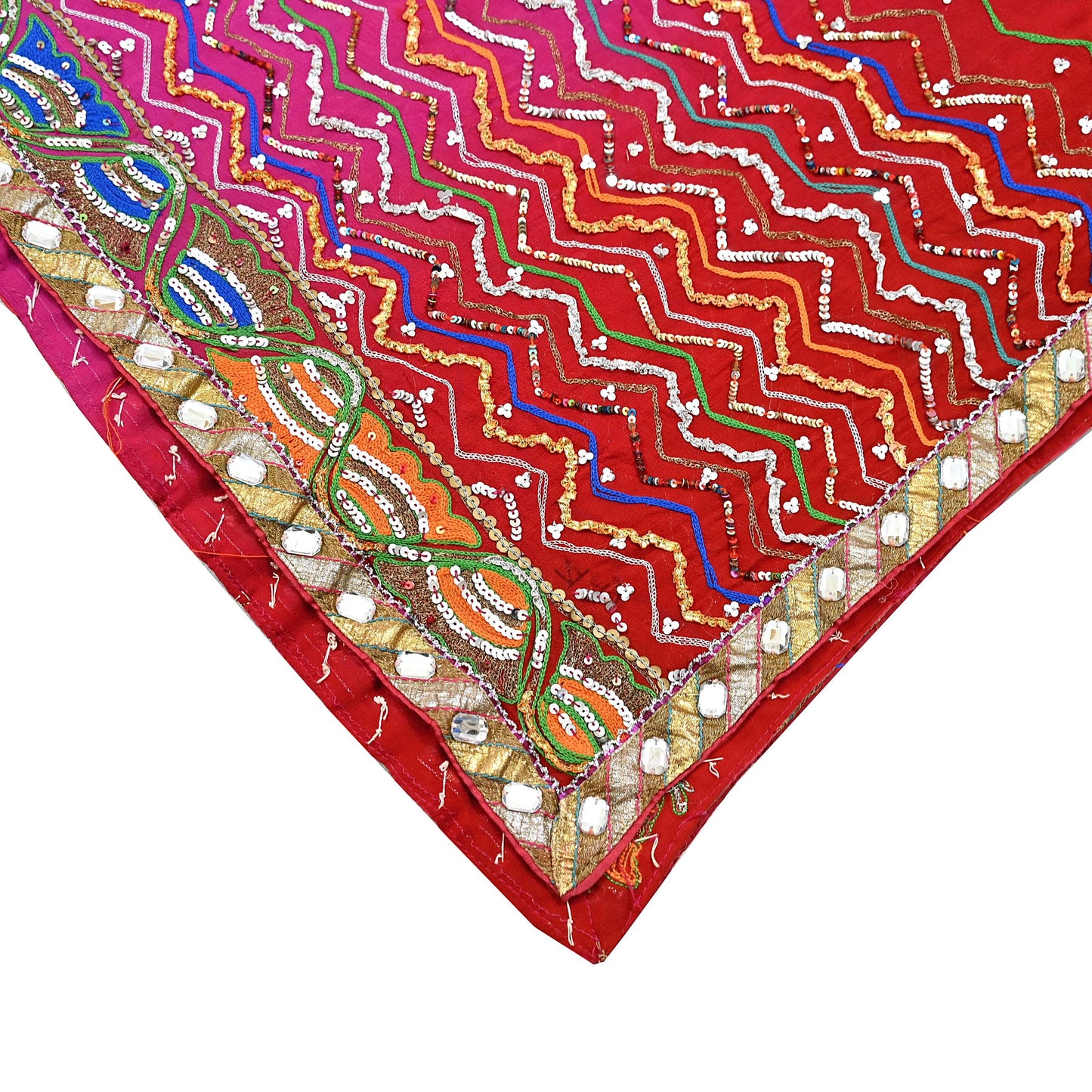 Indian Vintage Heavy Pink & orange Dupatta Pure Georgette Silk Long Stole Hand Embroidered Gota Patti Scarves Zardozi