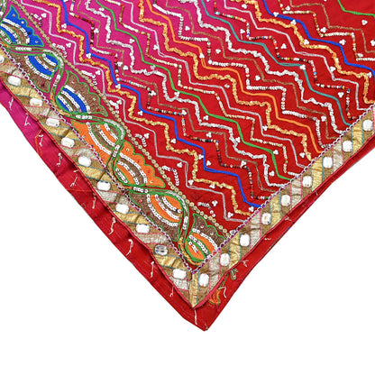 Indian Vintage Heavy Pink & orange Dupatta Pure Georgette Silk Long Stole Hand Embroidered Gota Patti Scarves Zardozi