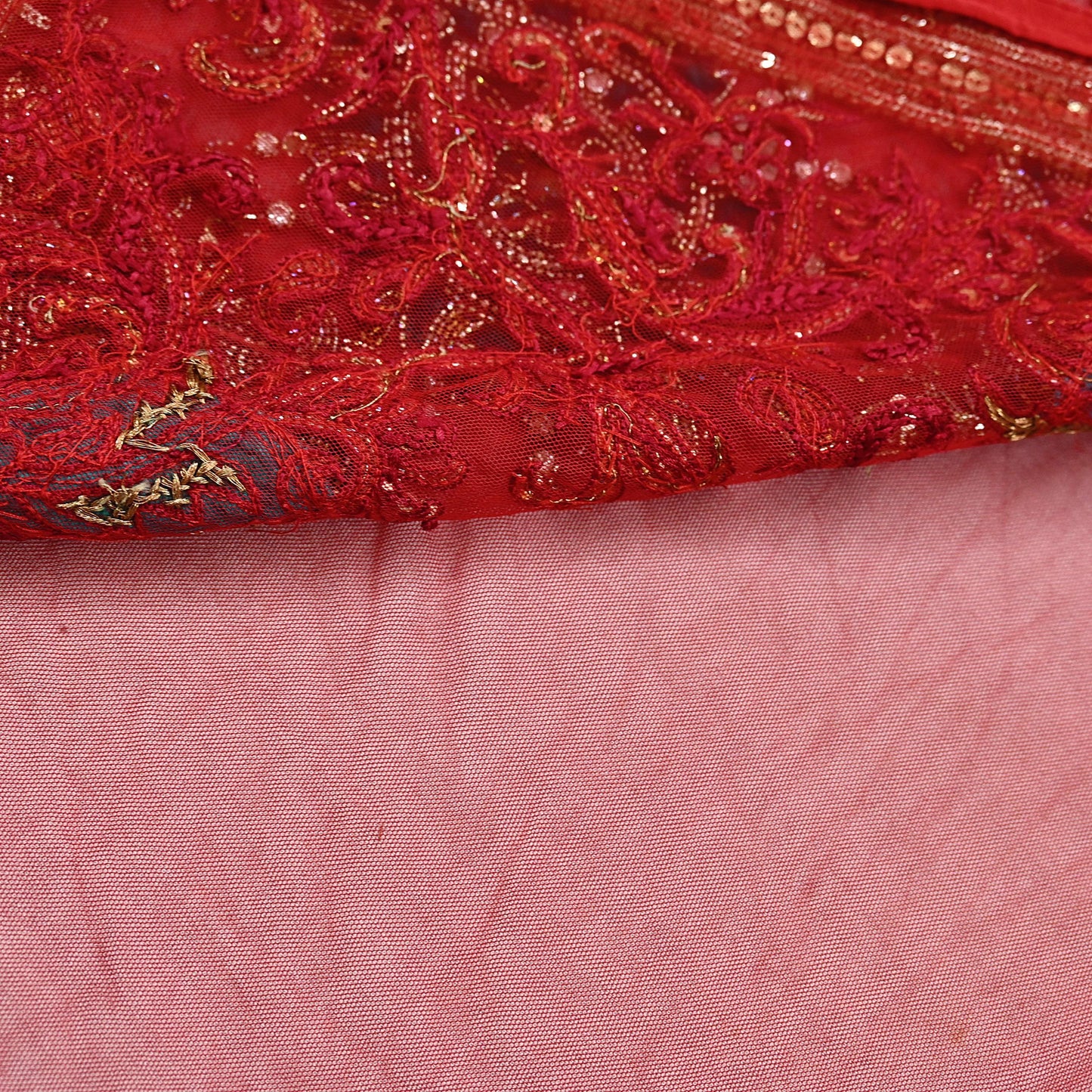 Indian Heavy Sari Dark Orange Net Hand Embroidered Sarees Craft Fabric 6Yd Sewing Soft Zardozi Wedding sarees With Blouse fabric