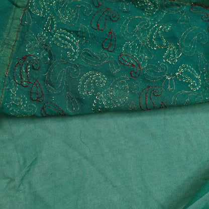 Indian Vintage Heavy Green & Red Saree Georgette Embroidered Sari Craft Fabric 5Yd Sewing Soft Ethnic Zari Dress Making wedding Sari