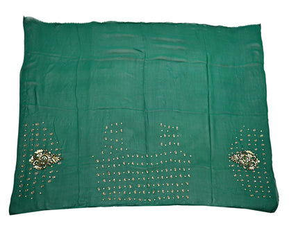 Indian Vintage Heavy Green & Red Saree Georgette Embroidered Sari Craft Fabric 5Yd Sewing Soft Ethnic Zari Dress Making wedding Sari