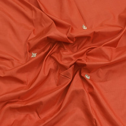 Indian Vintage Dupatta Orange Pure Silk Long Stole Hand Embroidered Scarves Floral Design Stole Veil Wrap Zardozi/ dabka