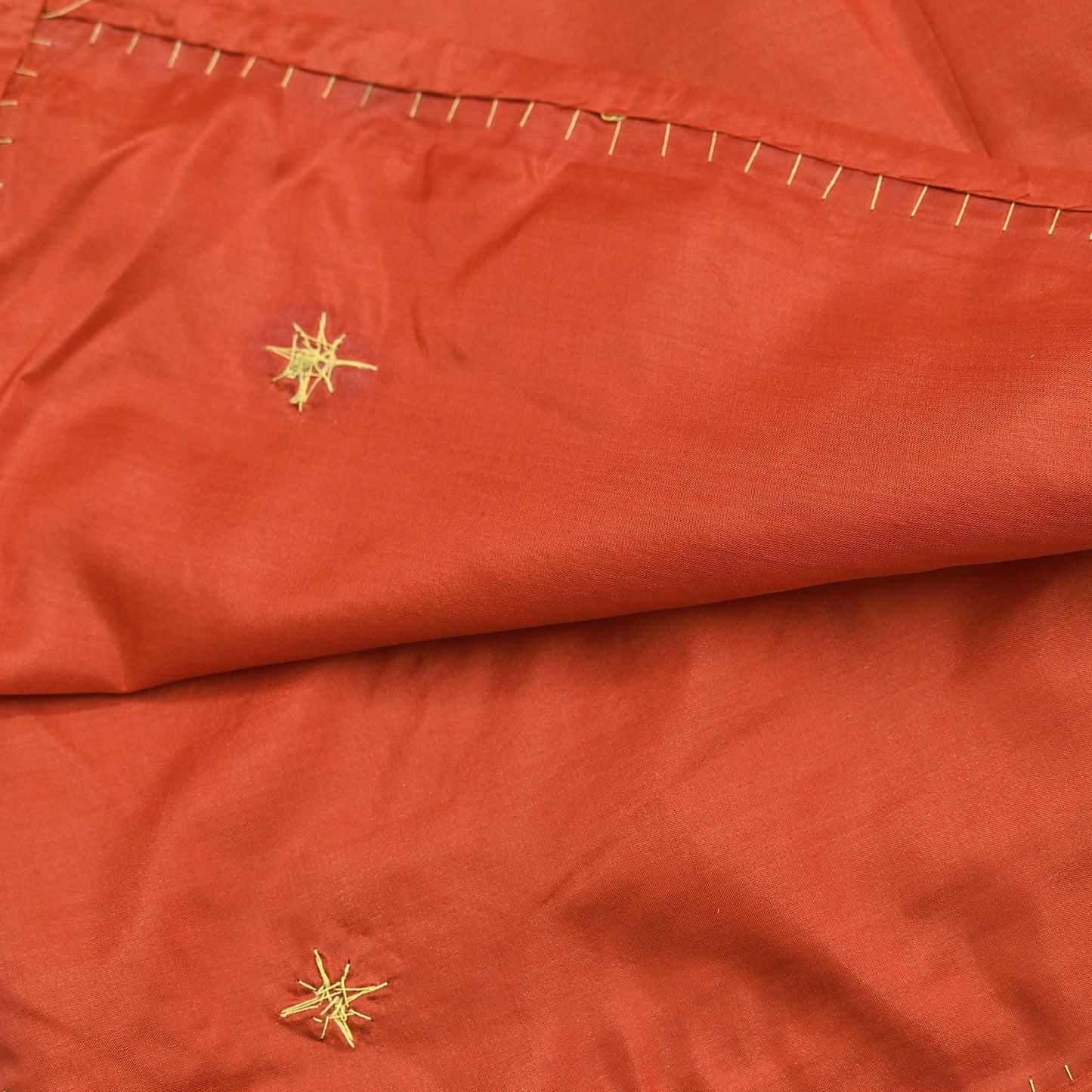 Indian Vintage Dupatta Orange Pure Silk Long Stole Hand Embroidered Scarves Floral Design Stole Veil Wrap Zardozi/ dabka