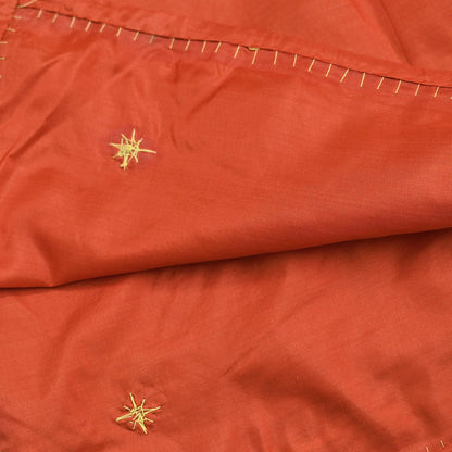 Indian Vintage Dupatta Orange Pure Silk Long Stole Hand Embroidered Scarves Floral Design Stole Veil Wrap Zardozi/ dabka