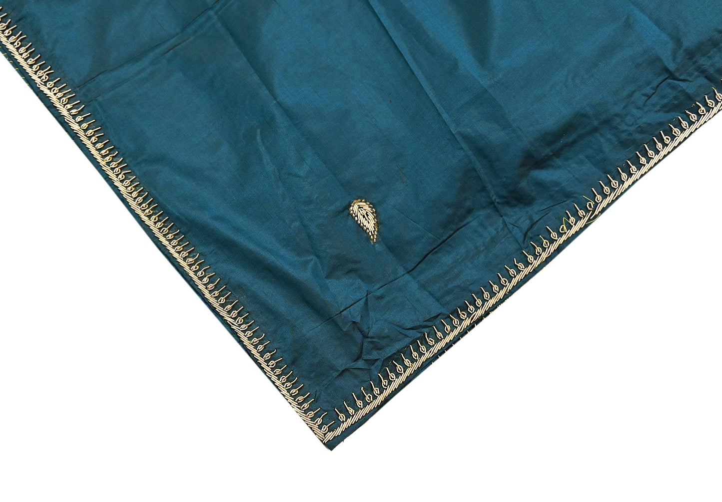 Indian Vintage Dupatta Teal Green Pure Silk Long Stole Hand Embroidered Scarves Floral Design Stole Veil Wrap Zardozi/ dabka