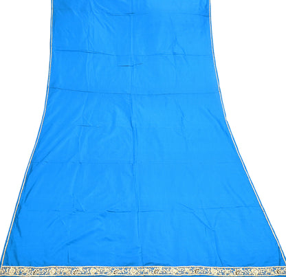 Indian Vintage Dupatta Blue Pure Silk Long Stole Hand Embroidered Scarves Floral Design Stole Veil Wrap Zardozi/ dabka