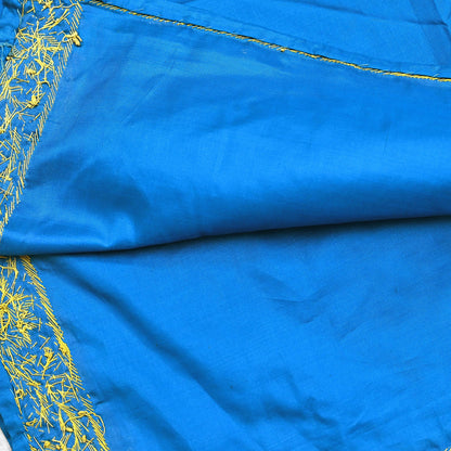 Indian Vintage Dupatta Blue Pure Silk Long Stole Hand Embroidered Scarves Floral Design Stole Veil Wrap Zardozi/ dabka