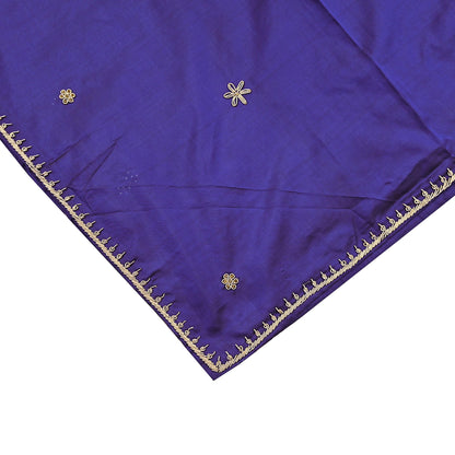 Indian Vintage Dupatta Purple Pure Silk Long Stole Hand Embroidered Scarves Floral Design Stole Veil Wrap Zardozi/ dabka