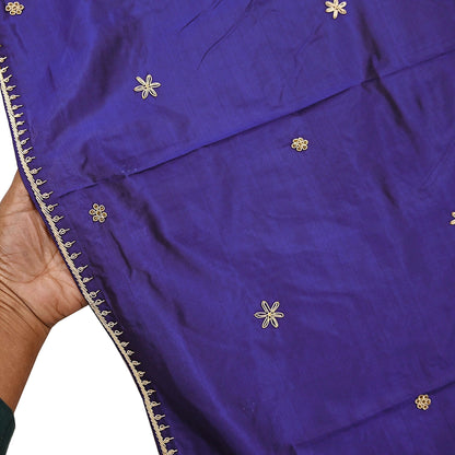Indian Vintage Dupatta Purple Pure Silk Long Stole Hand Embroidered Scarves Floral Design Stole Veil Wrap Zardozi/ dabka