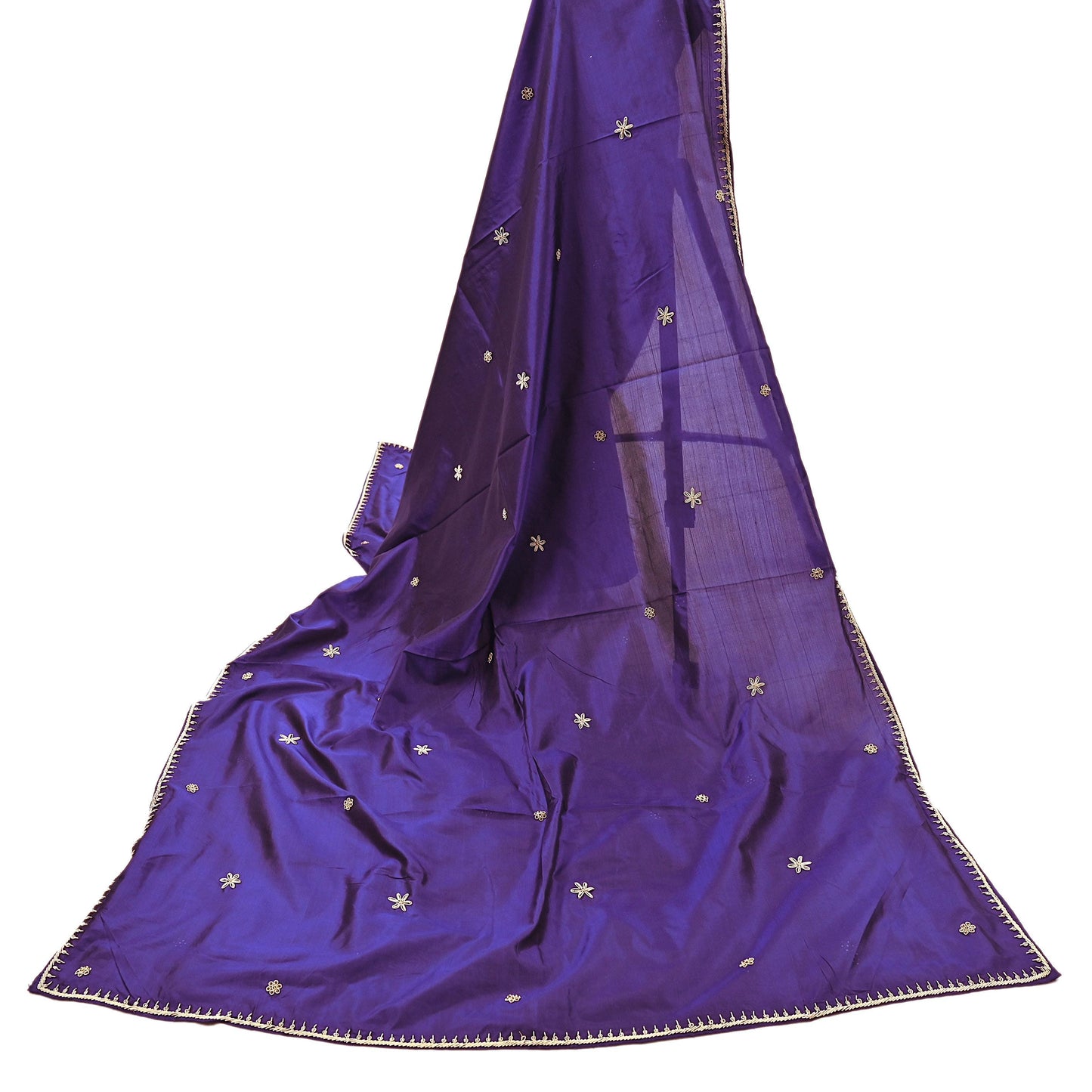 Indian Vintage Dupatta Purple Pure Silk Long Stole Hand Embroidered Scarves Floral Design Stole Veil Wrap Zardozi/ dabka