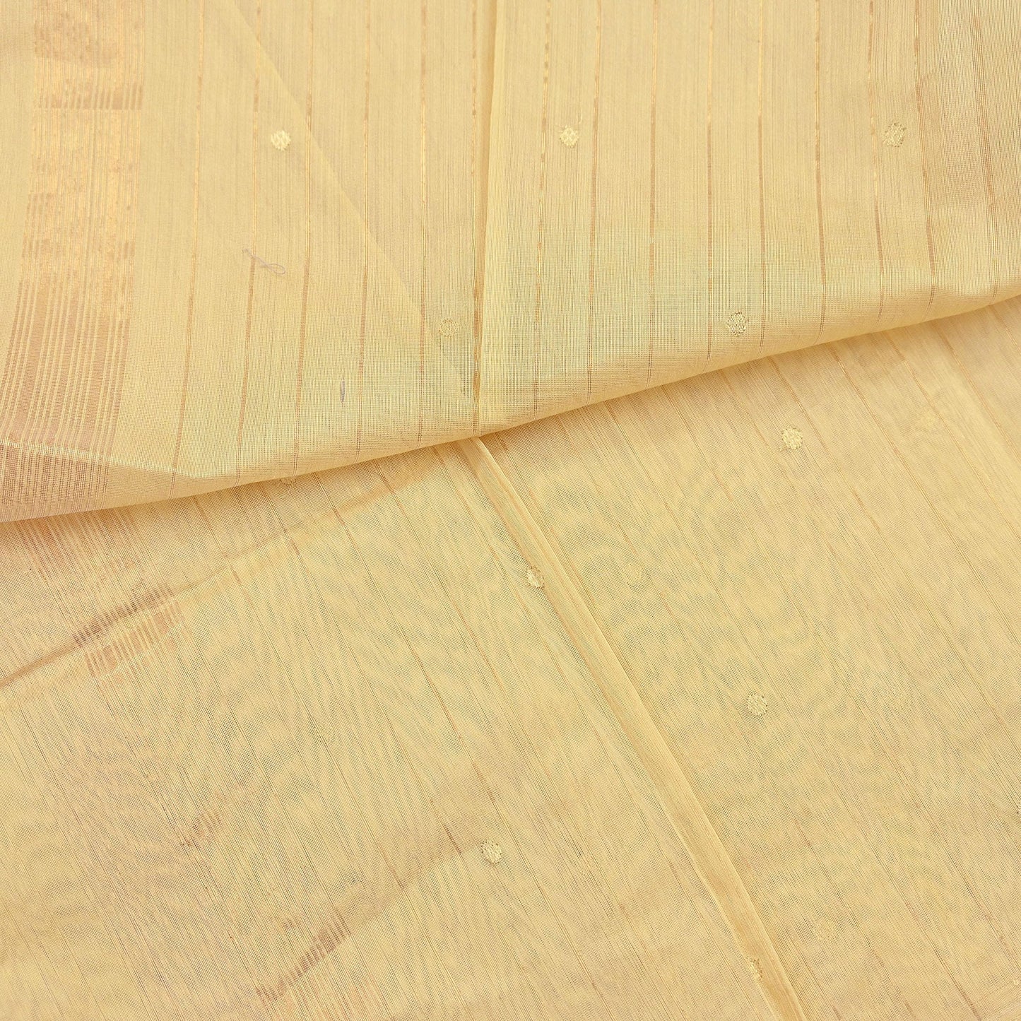 Indian Vintage Dupatta Beige Long Stole Printed Woven Chanderi Cotton Scarves Veil Golden Zari Soft Stripes Design