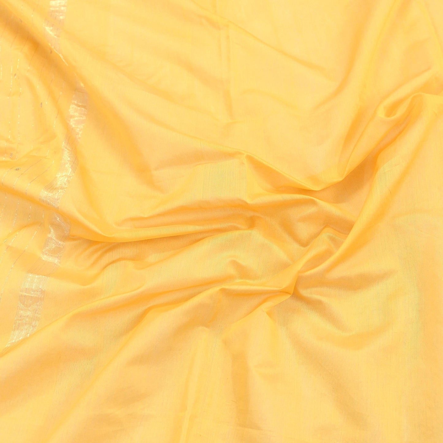 Indian Vintage Dupatta Yellow Long Stole Printed Woven Chanderi Cotton Scarves Veil Golden Zari Soft Stripes Design