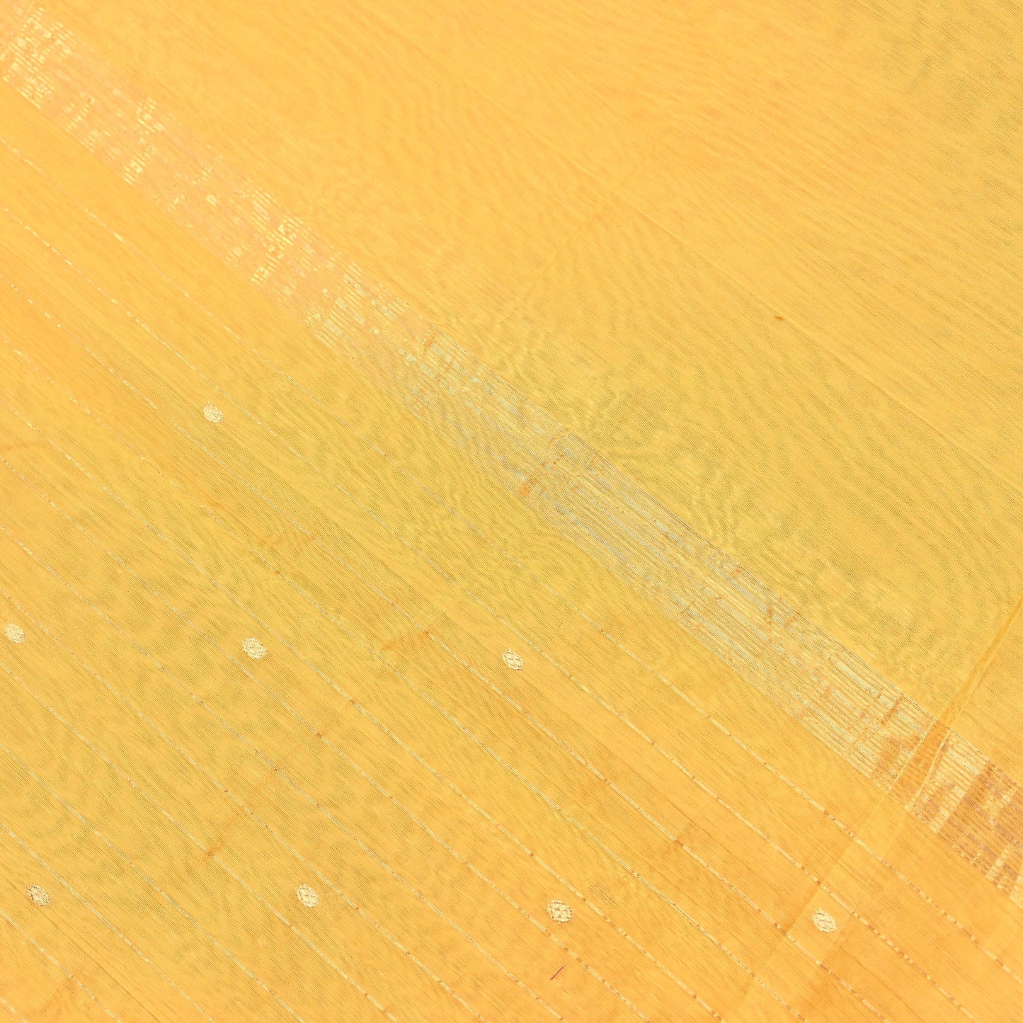Indian Vintage Dupatta Yellow Long Stole Printed Woven Chanderi Cotton Scarves Veil Golden Zari Soft Stripes Design