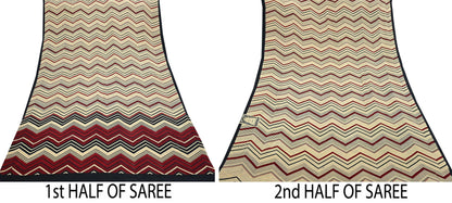 Indian Vintage Sari Beige & Black Pure Crepe Silk Printed Saree 5yard Sewing Floral Soft Craft Fabric Wrap Crafting Quilting Upcycle