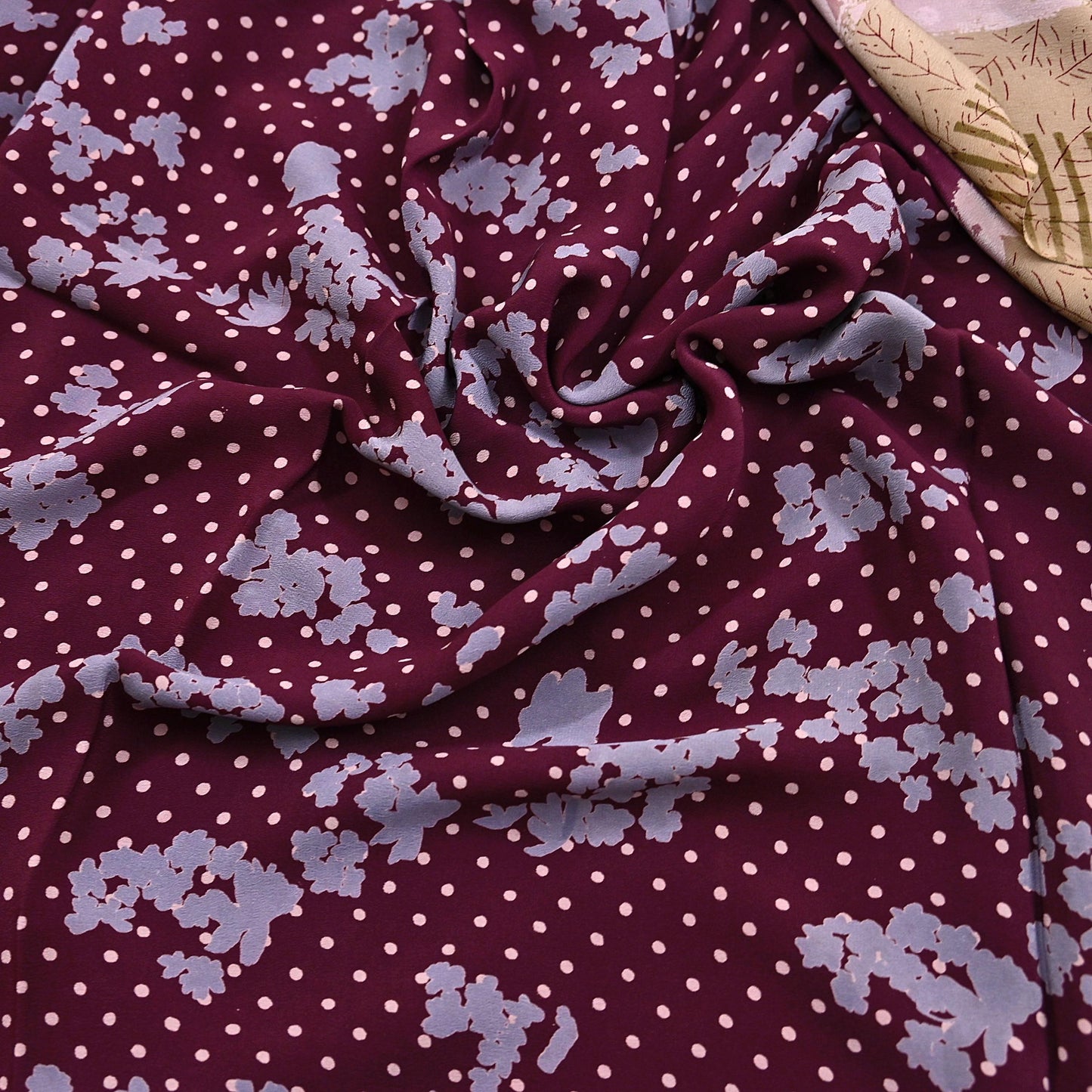 Indian Vintage Sari Maroon & Brown Pure Crepe Silk Printed Saree 5yard Sewing Quilting Floral Soft Craft Fabric Wrap