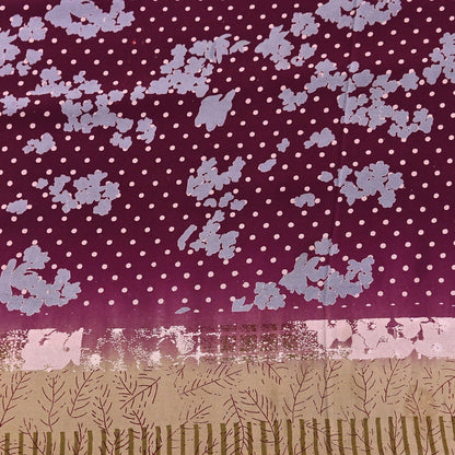 Indian Vintage Sari Maroon & Brown Pure Crepe Silk Printed Saree 5yard Sewing Quilting Floral Soft Craft Fabric Wrap