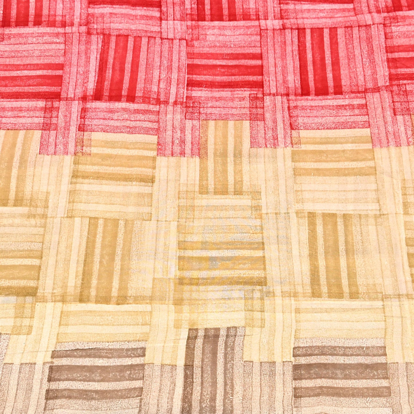 Indian Vintage Sari Red & brown Pure Crepe Silk Printed Saree 6yard Sewing Geometric Craft Fabric Wrap Dress Making Crafting Quilting