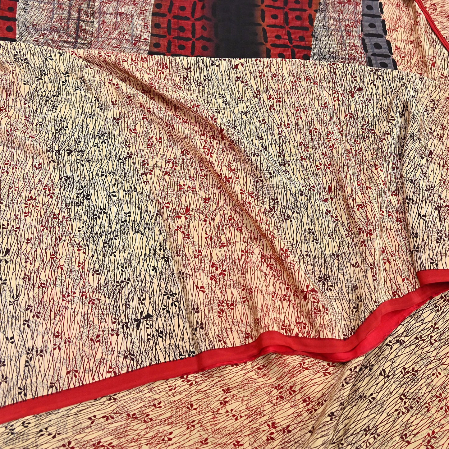 Indian Vintage Sari Beige & Multi Pure Crepe Silk Printed Saree 6yard Sewing Floral Soft Craft Fabric Wrap Crafting Quilting Upcycle