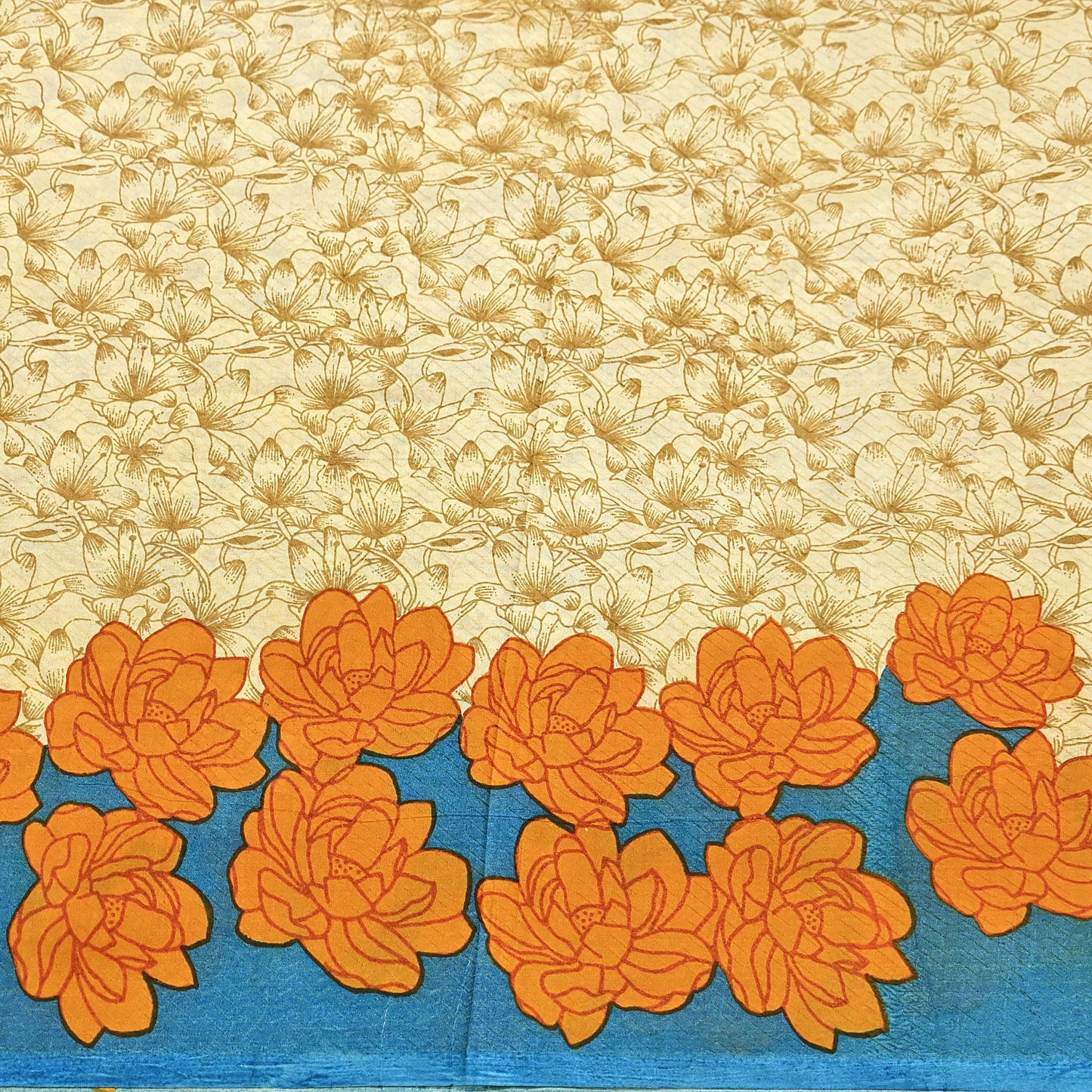 Indian Vintage Sari Beige 100% Pure Silk Printed Sarees 5yd Craft Fabric Sewing Soft Dress Making Floral Quilting Crafting Upcycle