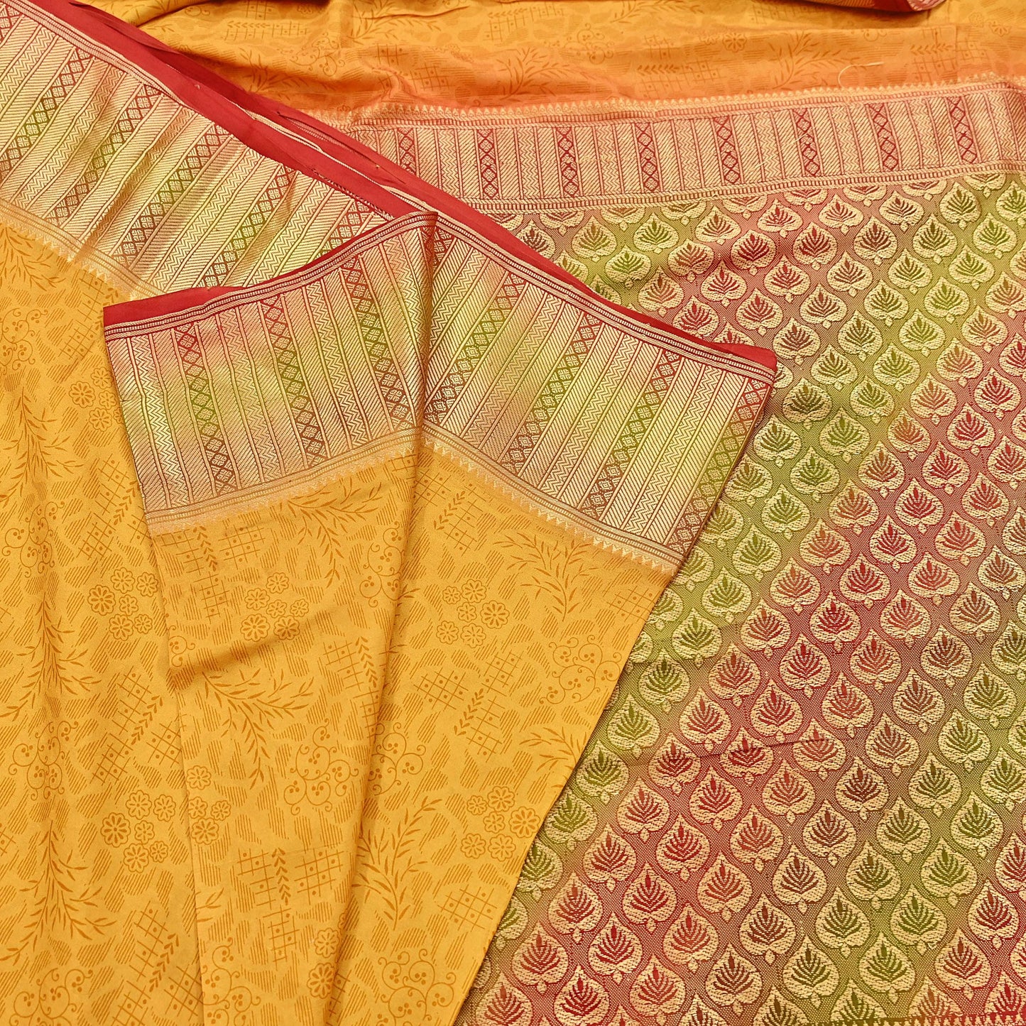 Indian Vintage Sari Yellow 100% Pure Silk Printed Sarees 5yd Sewing Craft Fabric Dress Making Soft Woven Border Upcycle Quilting