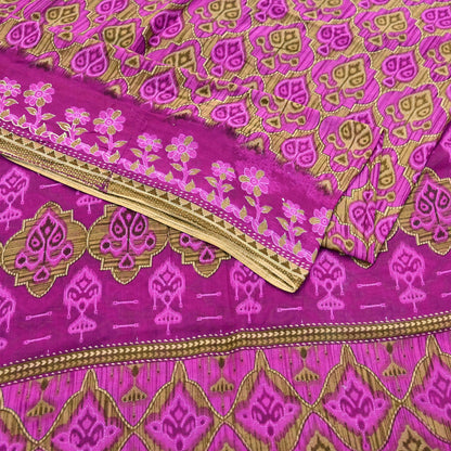 Indian Vintage Sari Green & Purple Pure Cotton Printed Sarees Craft Fabric Soft 5Yd Sarong Wrap Boho Fabric Kimono Quilting Crafting Upcycle