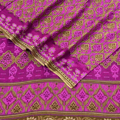 Indian Vintage Sari Green & Purple Pure Cotton Printed Sarees Craft Fabric Soft 5Yd Sarong Wrap Boho Fabric Kimono Quilting Crafting Upcycle