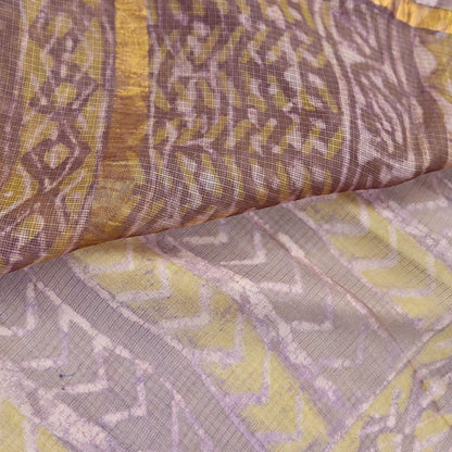 Indian Vintage Fabindia Sari Green & Brown Pure Silk Block Printed Sarees Craft Fabric 6Yd Floral Dress making bollywood silk sarees