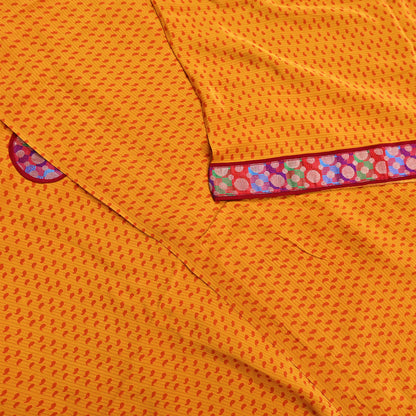 Indian Vintage Sari Saffron Pure Crepe Silk Hand Embroidered Saree 6yd Sewing Floral Craft Sequins Dress making Crafting Quilting