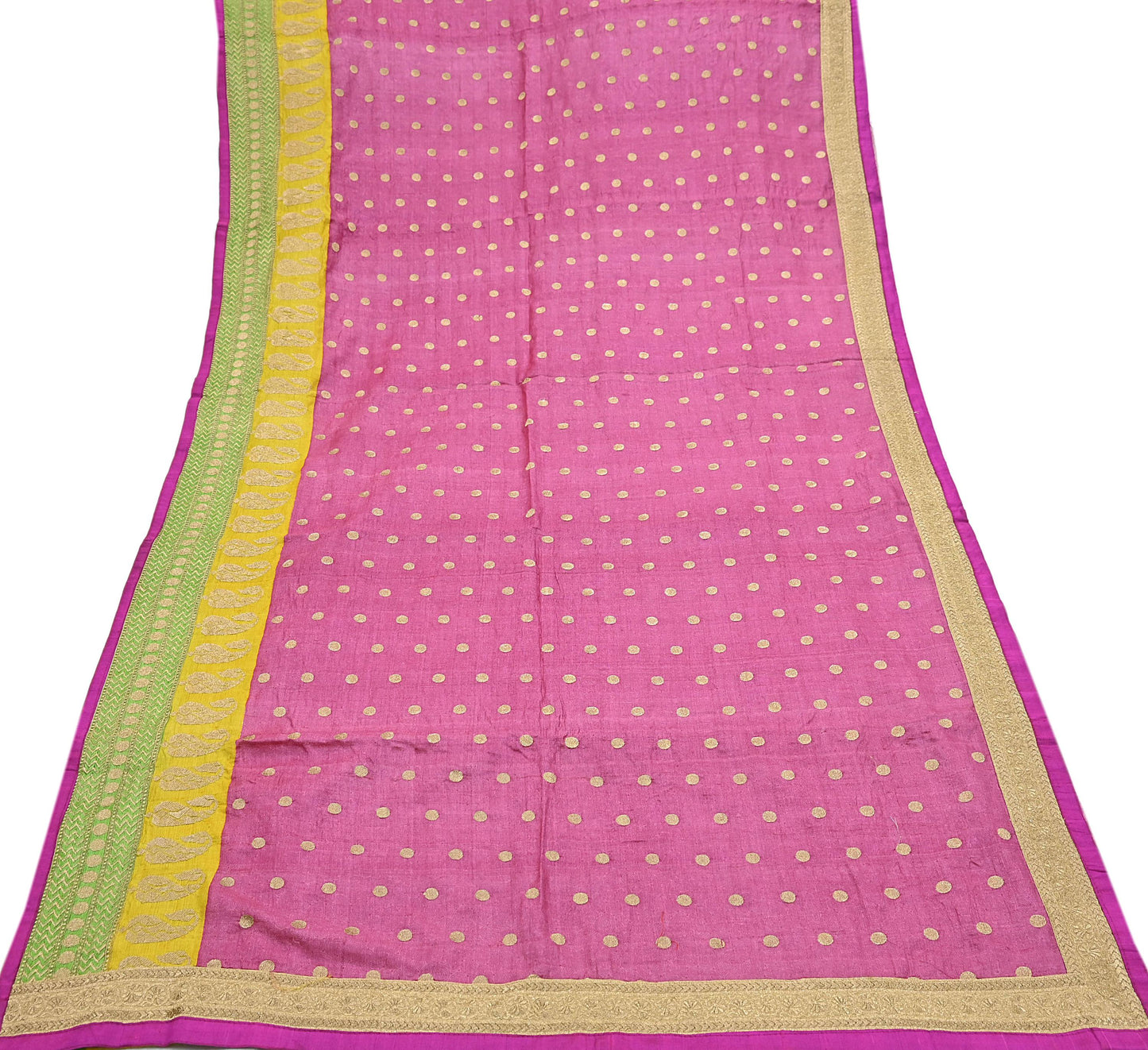 Indian Vintage Saree Pink Pure Khadi Silk Handloom Hand Beaded Sari Fabric 6yard Ethnic Zari Dressmaking Crafting Upcycle Quilting