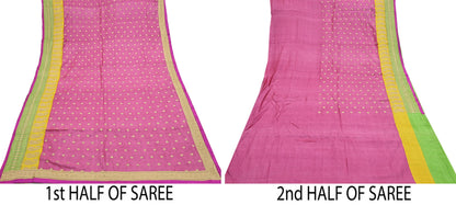 Indian Vintage Saree Pink Pure Khadi Silk Handloom Hand Beaded Sari Fabric 6yard Ethnic Zari Dressmaking Crafting Upcycle Quilting