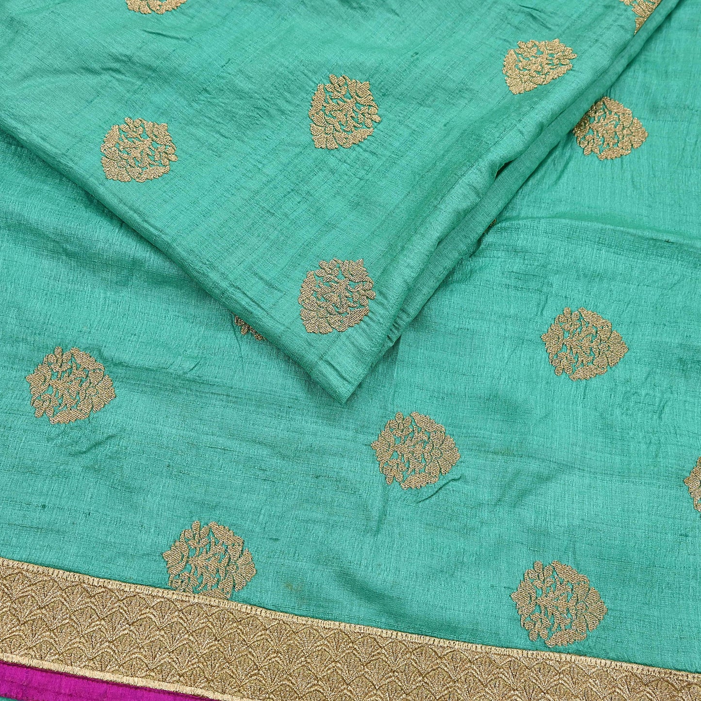Indian Vintage Saree Pista Green Pure Khadi Silk Handloom Hand Beaded Sari Fabric 6yard Ethnic Zari Dressmaking Crafting Upcycle Quilting