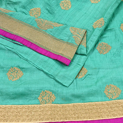 Indian Vintage Saree Pista Green Pure Khadi Silk Handloom Hand Beaded Sari Fabric 6yard Ethnic Zari Dressmaking Crafting Upcycle Quilting