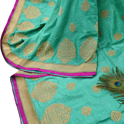 Indian Vintage Saree Pista Green Pure Khadi Silk Handloom Hand Beaded Sari Fabric 6yard Ethnic Zari Dressmaking Crafting Upcycle Quilting