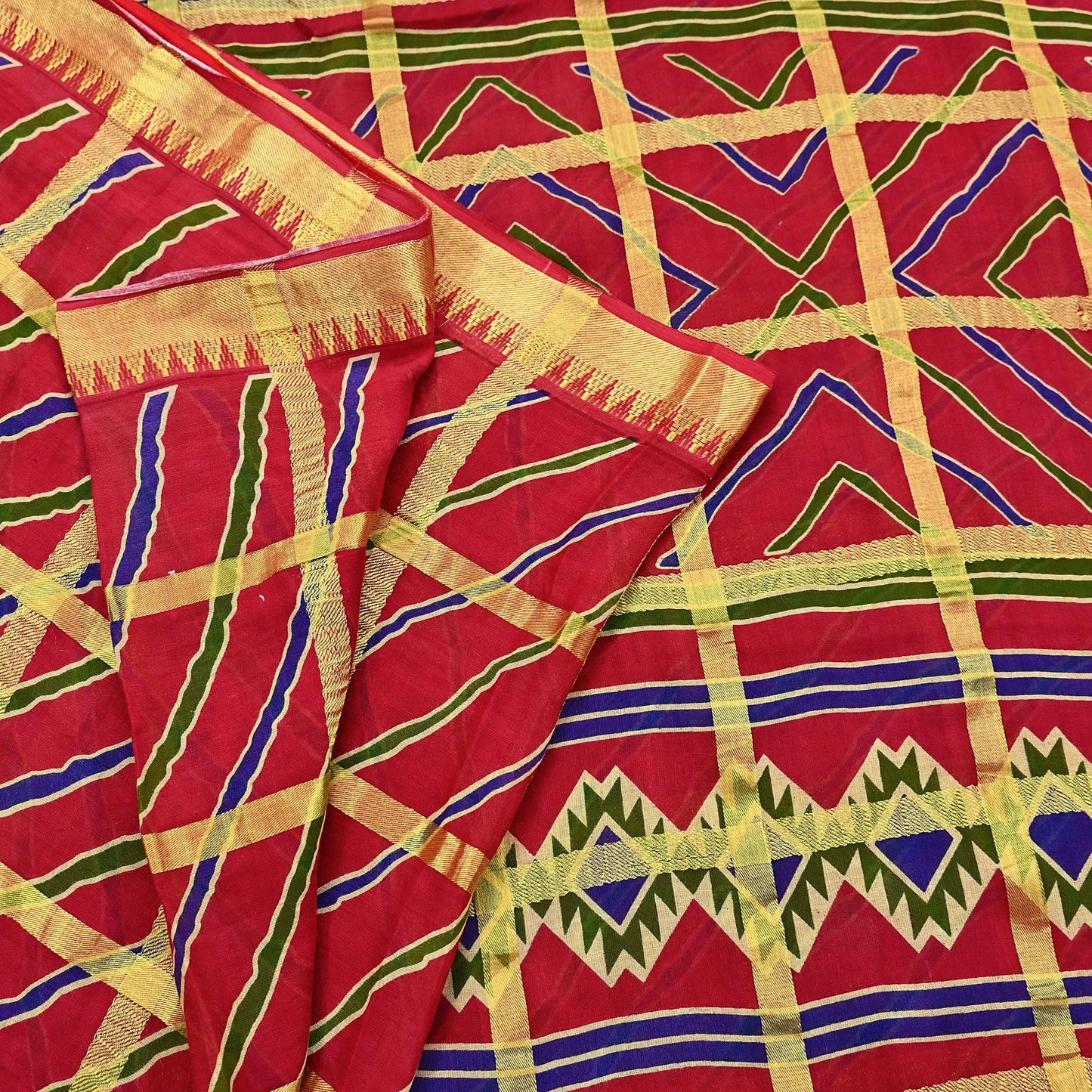 Indian Vintage Sari red Printed Pure Cotton Sarees Craft Fabric 5Yd Soft Sewing Sarong Wrap Boho Floral Quilting Dress making