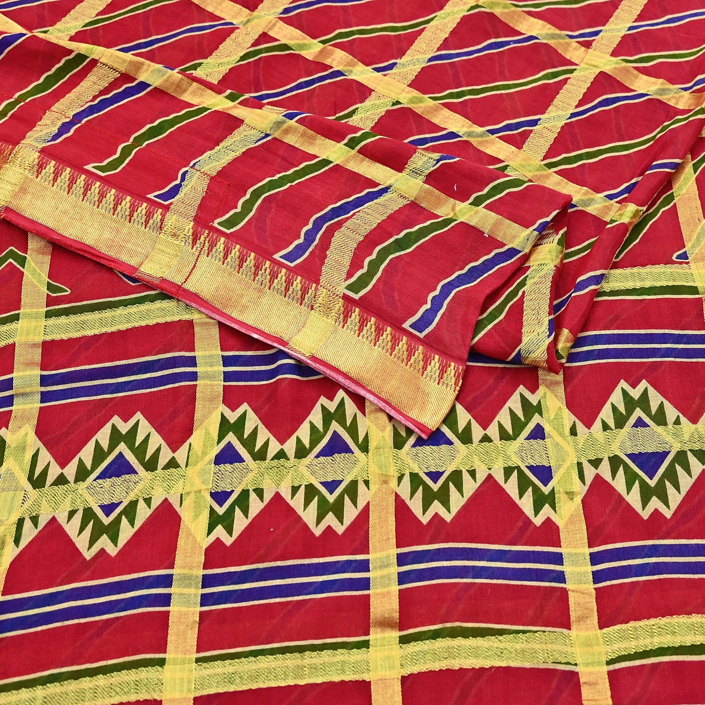 Indian Vintage Sari red Printed Pure Cotton Sarees Craft Fabric 5Yd Soft Sewing Sarong Wrap Boho Floral Quilting Dress making