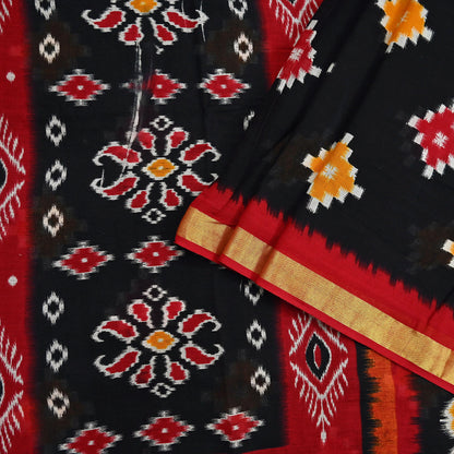 Indian Vintage Sari Black & Red Printed Pure Cotton Sarees Craft Fabric 5Yd Soft Sewing Sarong Wrap Boho Floral Quilting Dress making