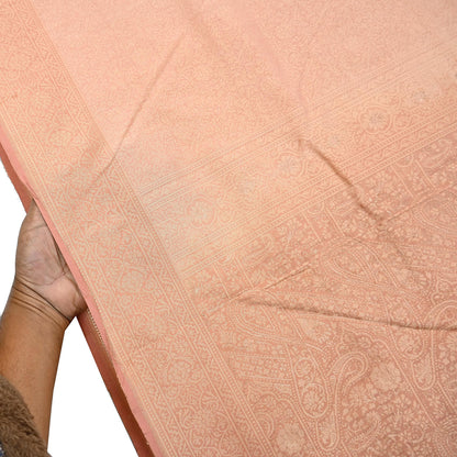 Indian Vintage Sari Peach 100% Pure Silk Hand Woven Sarees Craft Fabric 5Yd Ethnic Sewing Dress making Crafting Upcycle with blouse fabric