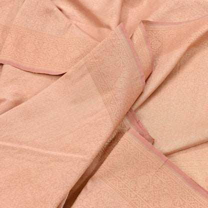 Indian Vintage Sari Peach 100% Pure Silk Hand Woven Sarees Craft Fabric 5Yd Ethnic Sewing Dress making Crafting Upcycle with blouse fabric