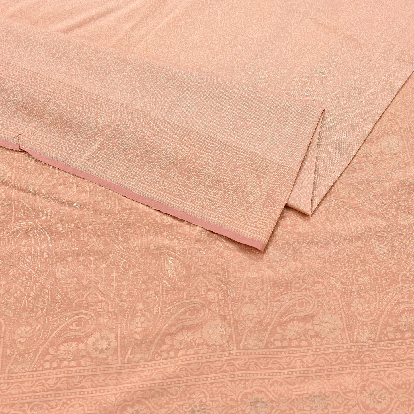Indian Vintage Sari Peach 100% Pure Silk Hand Woven Sarees Craft Fabric 5Yd Ethnic Sewing Dress making Crafting Upcycle with blouse fabric