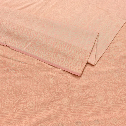 Indian Vintage Sari Peach 100% Pure Silk Hand Woven Sarees Craft Fabric 5Yd Ethnic Sewing Dress making Crafting Upcycle with blouse fabric