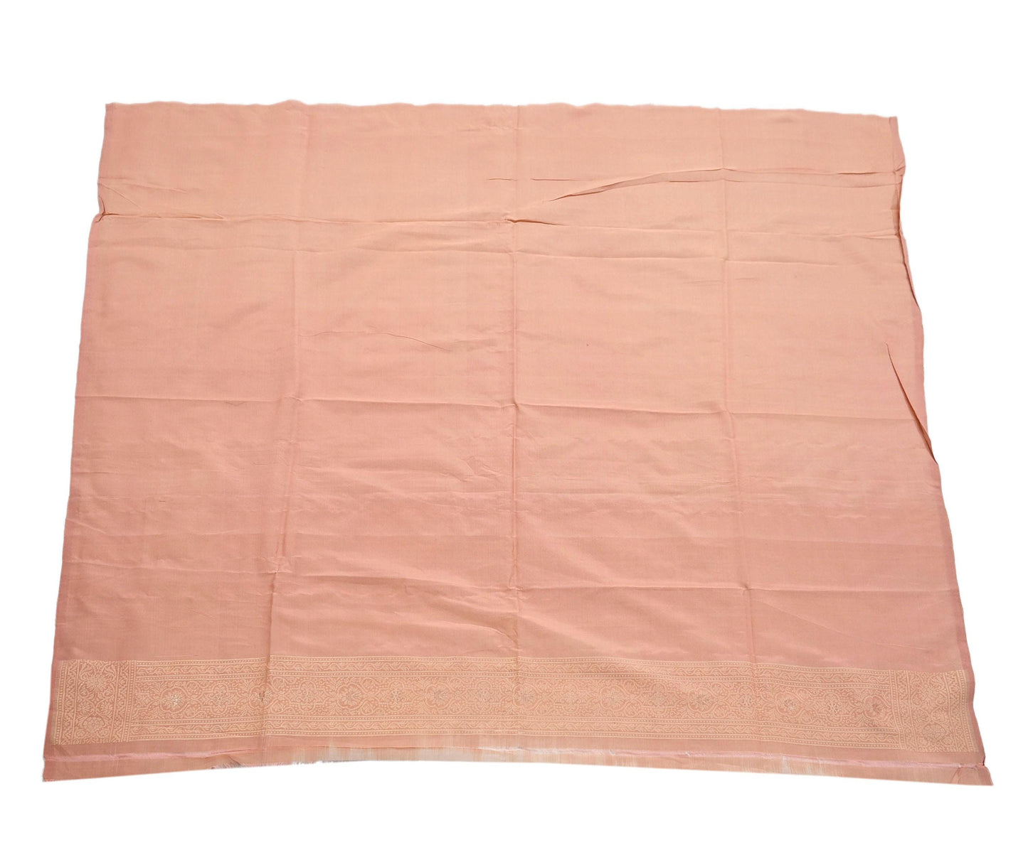 Indian Vintage Sari Peach 100% Pure Silk Hand Woven Sarees Craft Fabric 5Yd Ethnic Sewing Dress making Crafting Upcycle with blouse fabric