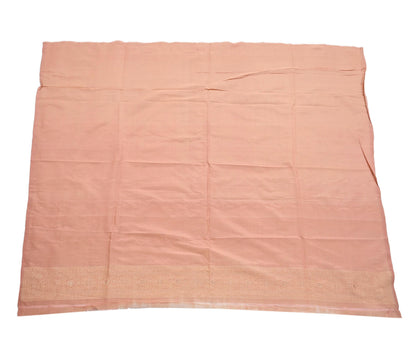 Indian Vintage Sari Peach 100% Pure Silk Hand Woven Sarees Craft Fabric 5Yd Ethnic Sewing Dress making Crafting Upcycle with blouse fabric