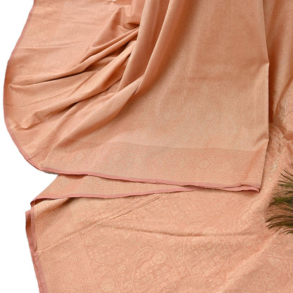 Indian Vintage Sari Peach 100% Pure Silk Hand Woven Sarees Craft Fabric 5Yd Ethnic Sewing Dress making Crafting Upcycle with blouse fabric