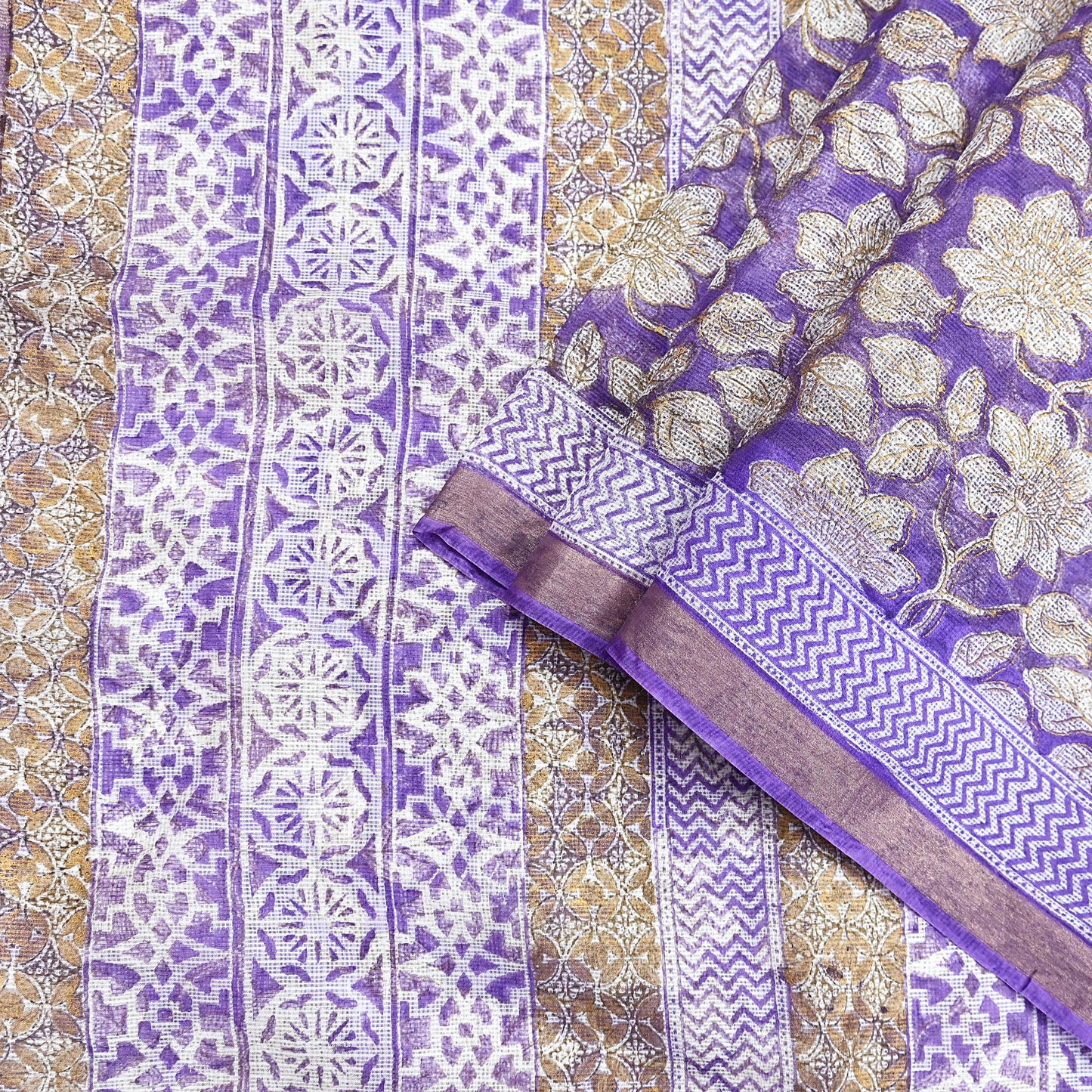 Indian Vintage Sari Purple & Ivory Pure Silk Block Printed Sarees Craft Fabric 6Yd Floral Dress making bollywood silk sarees