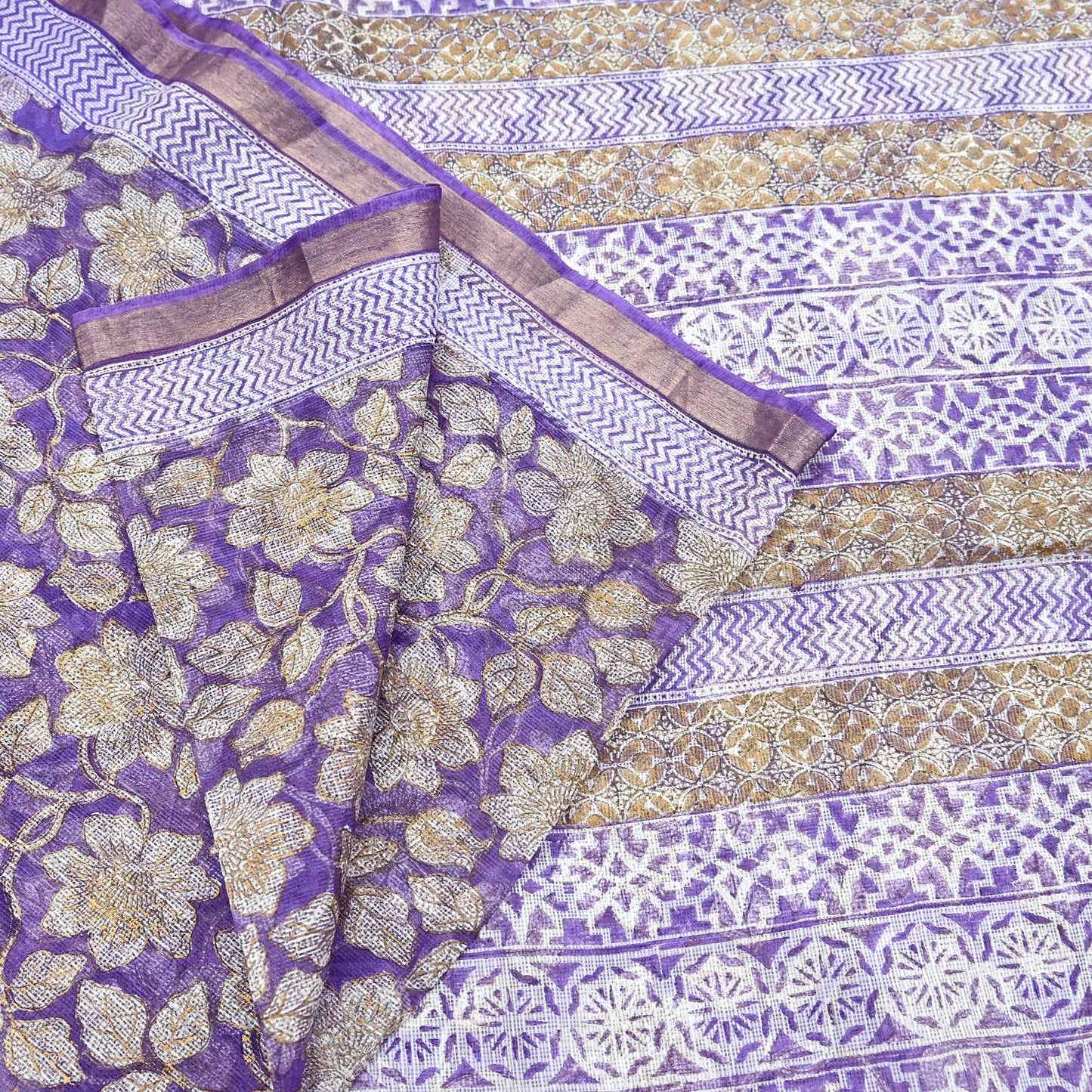Indian Vintage Sari Purple & Ivory Pure Silk Block Printed Sarees Craft Fabric 6Yd Floral Dress making bollywood silk sarees