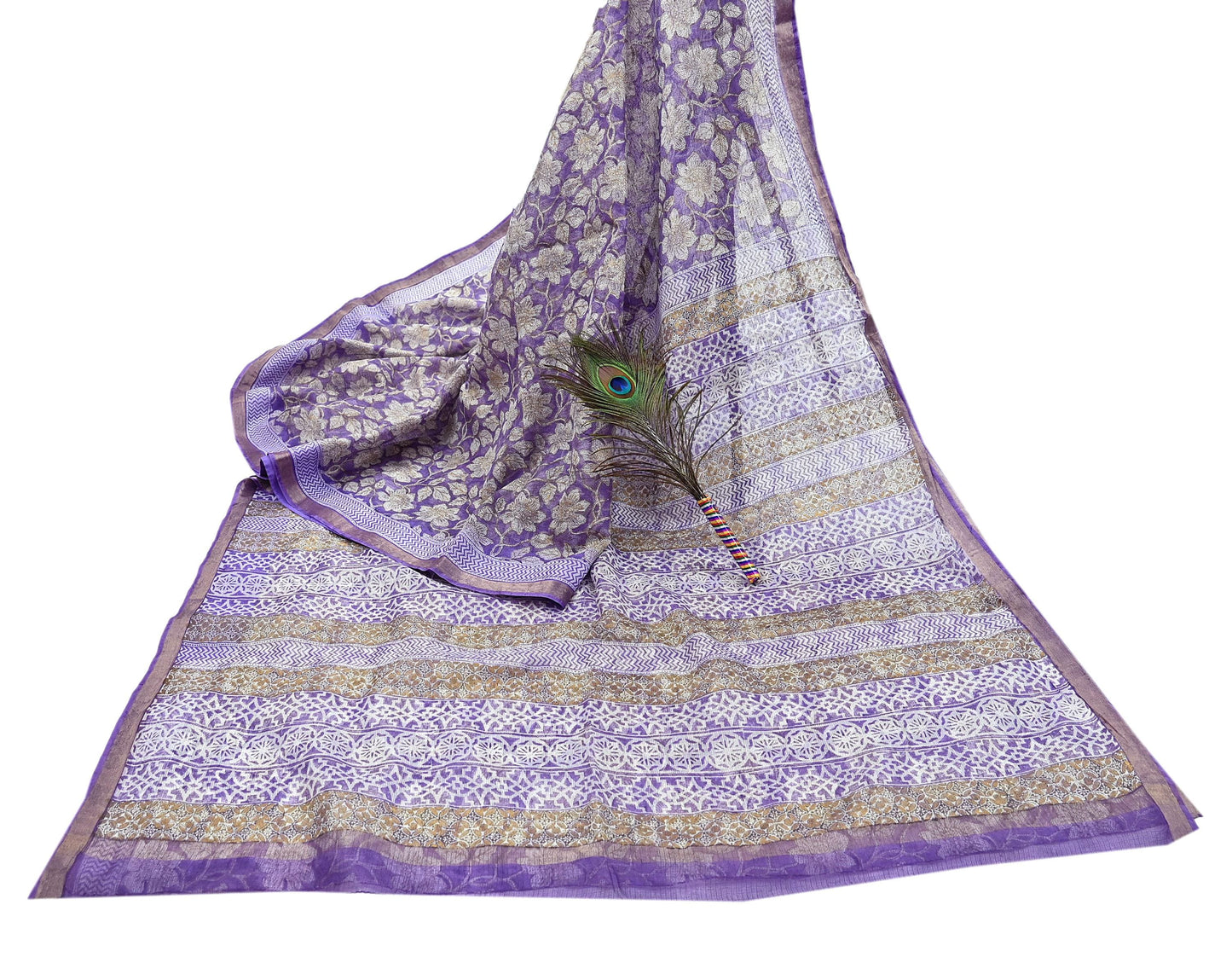 Indian Vintage Sari Purple & Ivory Pure Silk Block Printed Sarees Craft Fabric 6Yd Floral Dress making bollywood silk sarees