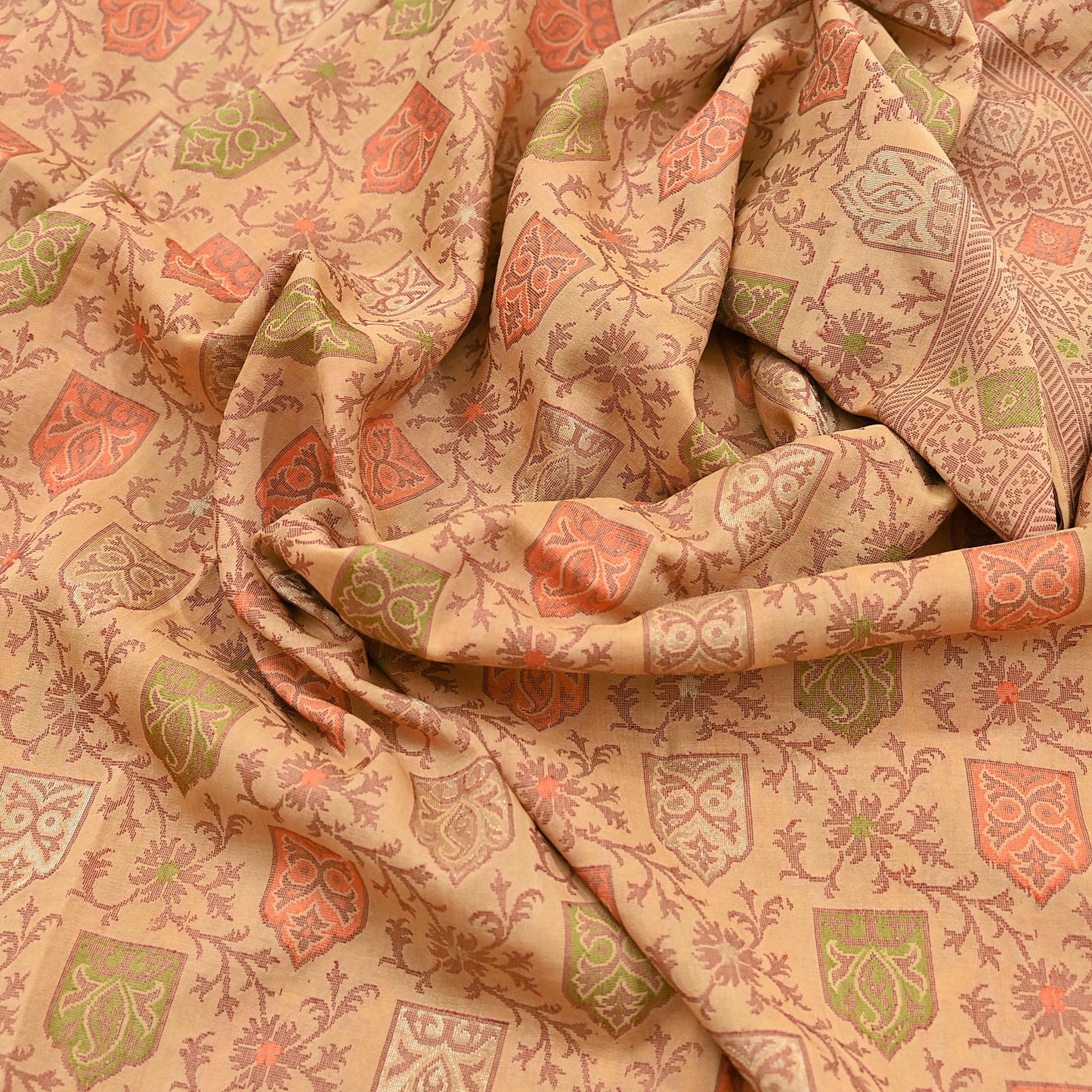 Indian Vintage Sari Beige 100% Pure Silk Hand Woven Saree 5Yd Craft Fabric Ethnic Sewing Zari Upcycle Dress Making Crafting Quilting Used