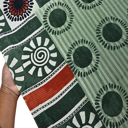 Indian Vintage Sari Green Pure Crepe Silk Printed Saree 5yard Sewing Quilting Floral Soft Craft Fabric Wrap