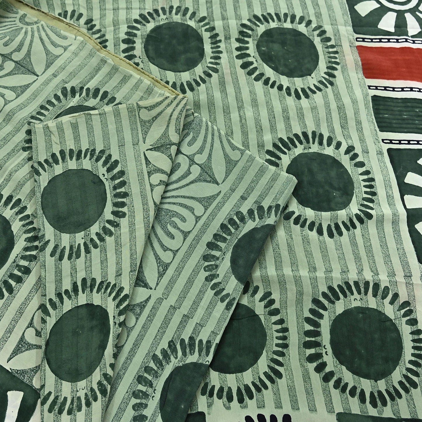 Indian Vintage Sari Green Pure Crepe Silk Printed Saree 5yard Sewing Quilting Floral Soft Craft Fabric Wrap